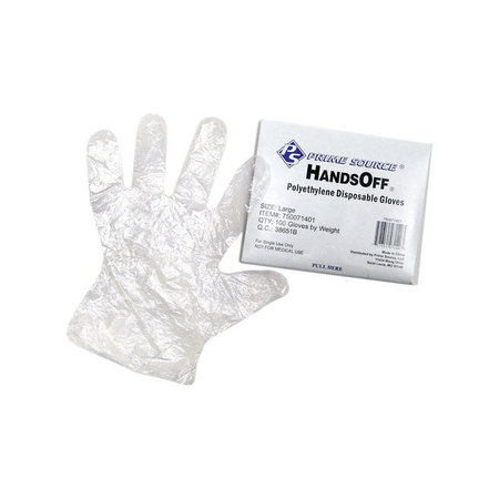 HANDS OFF Poly Disposable Gloves, Poly, L, 100 PK, Clear 1063